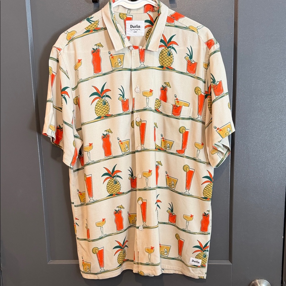 Durin Beige Cocktail Print Men's Shirt